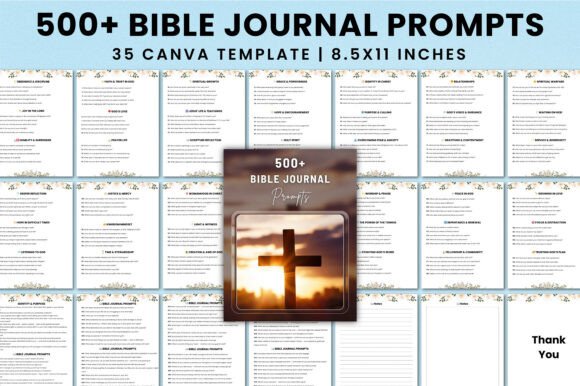 500 BIBLE JOURNAL Prompts for Canva by Kdp Interiors
