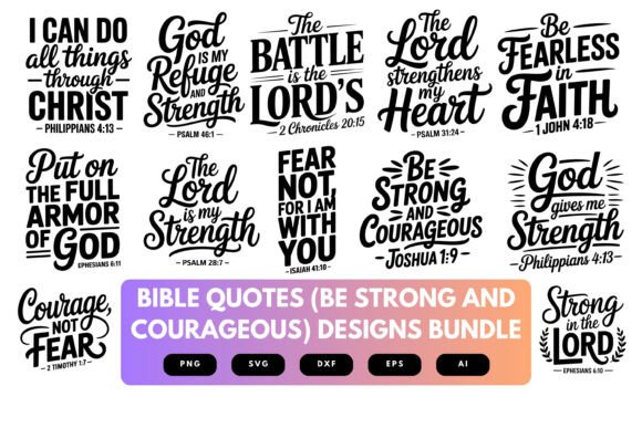 Be Strong and Courageous SVG Bundle for Crafts