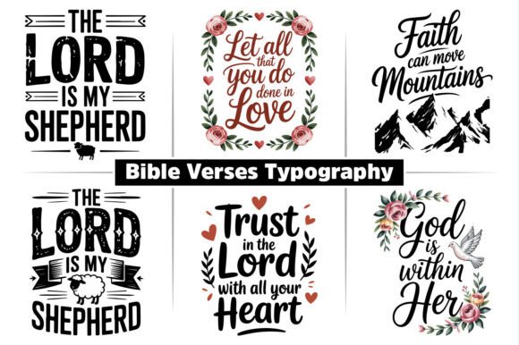 Bible Verses Typography Clipart Design for Crafts