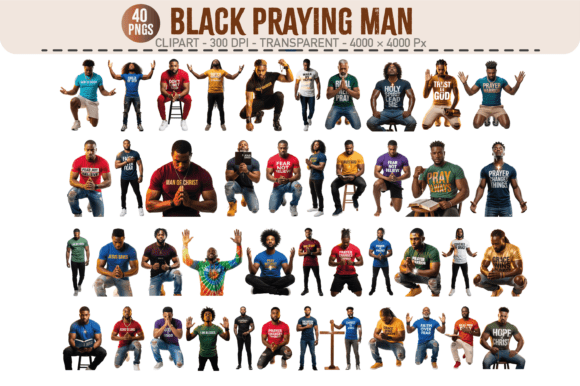 Black Praying Men Clipart β 20 PNG Illustrations