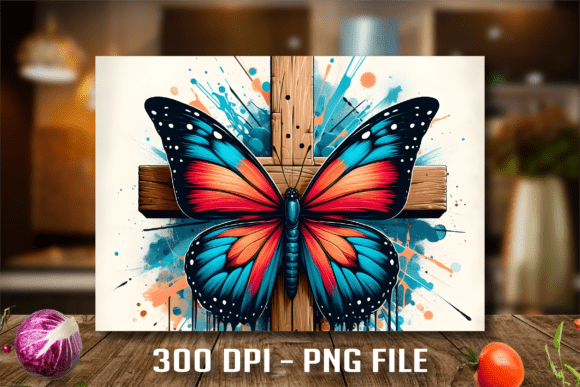Butterfly Christian Cross Cutting Board Print Templates