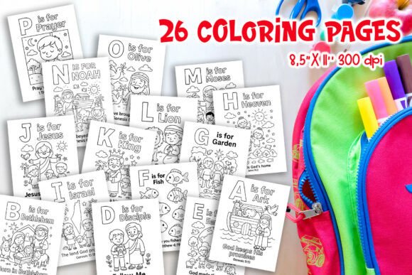 Christian Alphabet Coloring Pages BUNDLE