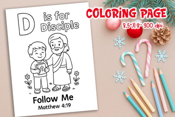 Christian Alphabet D is for Disciple Pag & Coloring Pages Amp