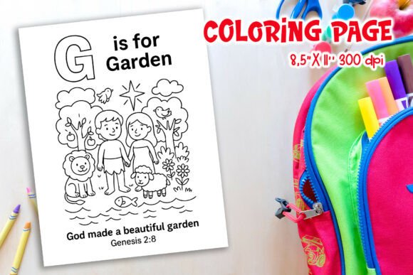 Christian Alphabet G is for Garden Page & Coloring Pages Amp
