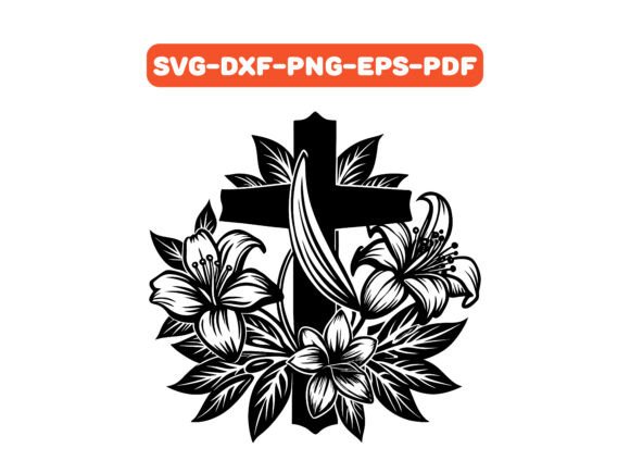 Christian Floral Cross SVG Vector