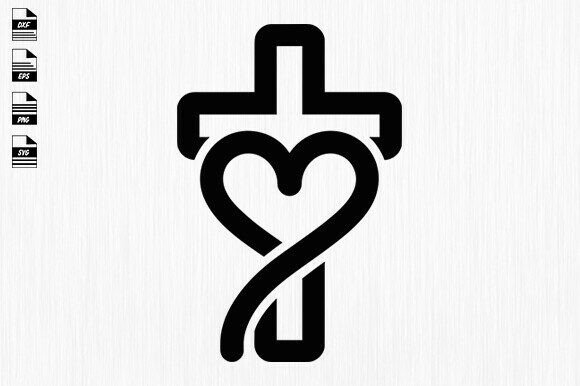Christian Heart and Cross SVG, Heart