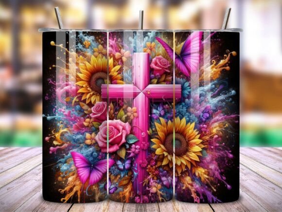Faith Cross Christian Tumbler Wrap V.4 for Tumbler Wraps