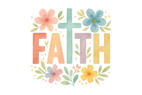 Faith Cross Pastel Floral Art for Crafts