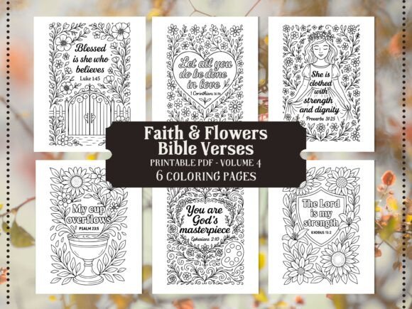 Faith Flowers Bible Verse Coloring V4 & Coloring Pages Amp