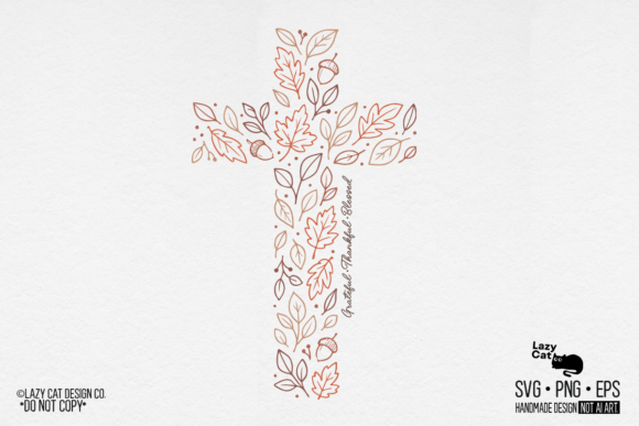 Fall Christian Cross Leaves SVG PNG Illustrations