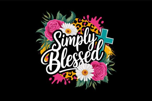 Floral Blessed Faith Cross Design Print Templates