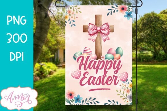 Happy Easter Garden Flag Sublimation PNG — Print Templates