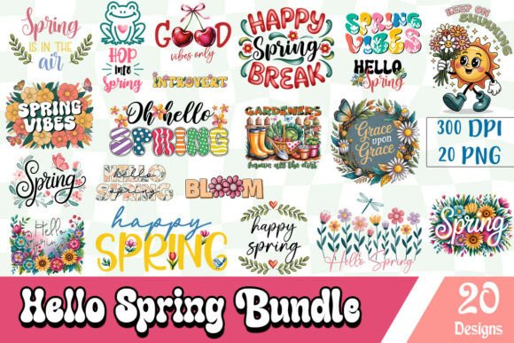 Hello Spring Sublimation Bundle: Print Templates