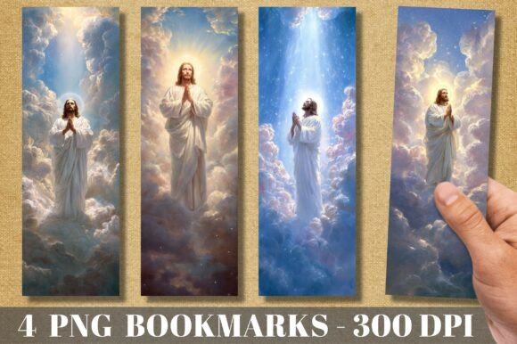 Jesus in the Clouds Religious Bookmark — Print Templates