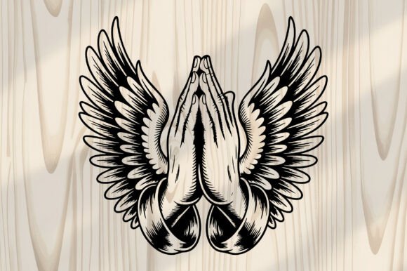 Praying Hands with Angel Wings SVG for Crafts