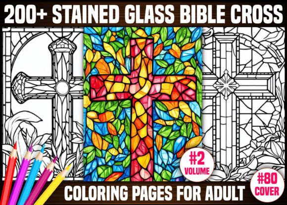 Stained Glass Bible Cross Coloring Pages Amp